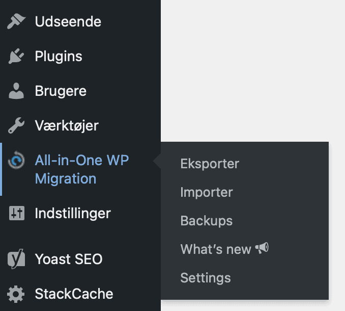 all in one plugin, back-up, KatrineBrandborg.dk