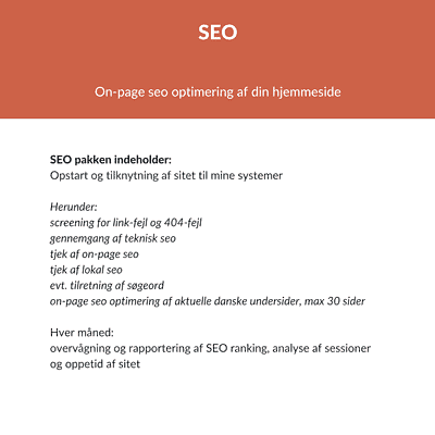 SEO, SEO pakke, SEO optimering, Katrine Brandborg, www.katrinebrandborg.dk