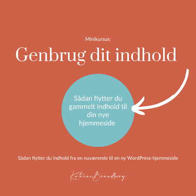 Kursus, Sådan genbruger du gammelt indhold til din nye hjemmeside, back-up, minikursus, Katrine Brandborg, www.katrinebrandborg.dk, sådan flytter du gammelt indhold til en nye side