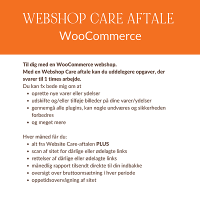Webshop Care aftale, website care, wordpress, woocommerce, katrinebrandborg.dk, Katrine Brandborg,