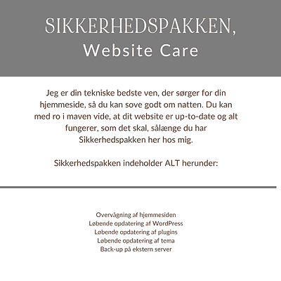 Sikkerhedspakken, Katrine Brandborg, Website Care, sikkerhed, WordPress